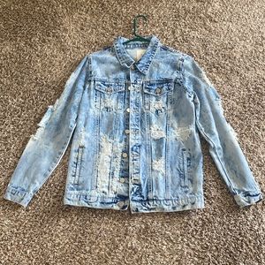 NWOT Fantastic Fawn Light Blue Oversized Distressed Jean Jacket
